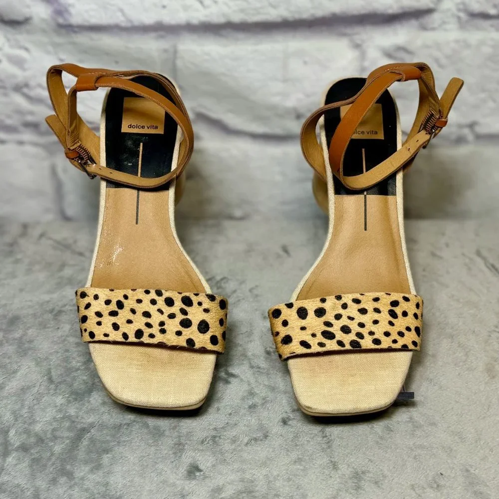 Dolce Vita Hazel Leopard Print Ankle Strap Sandals - Picture 3 of 6